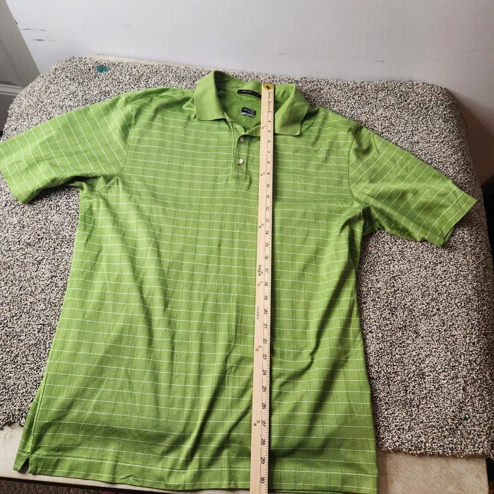 Tiger Woods Collection Nike Dri-Fit  Short Sleeve Polo‎ Men L Green Stripe